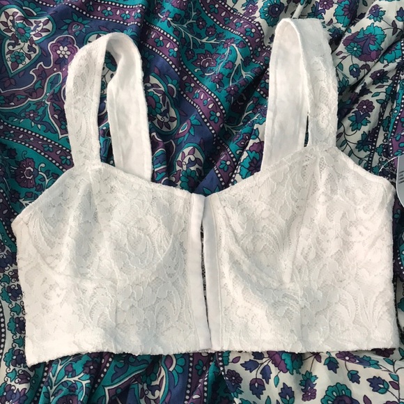 Urban Outfitters Tops - White lace hook and eye crop top.